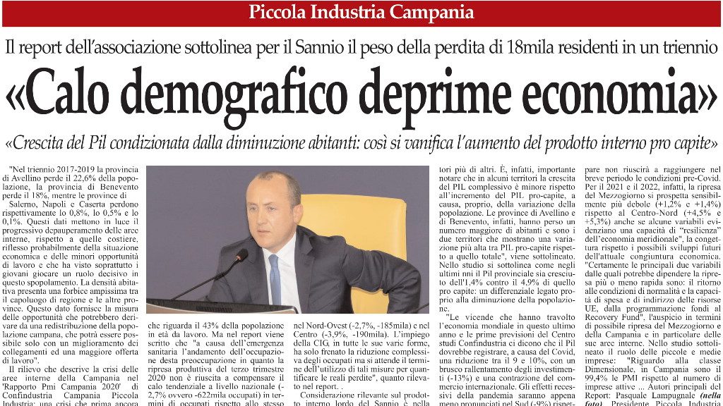 Piccola Industria Campania «Calo demografico deprime economia»